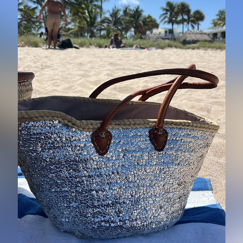 Silver Sequin Beach Tote